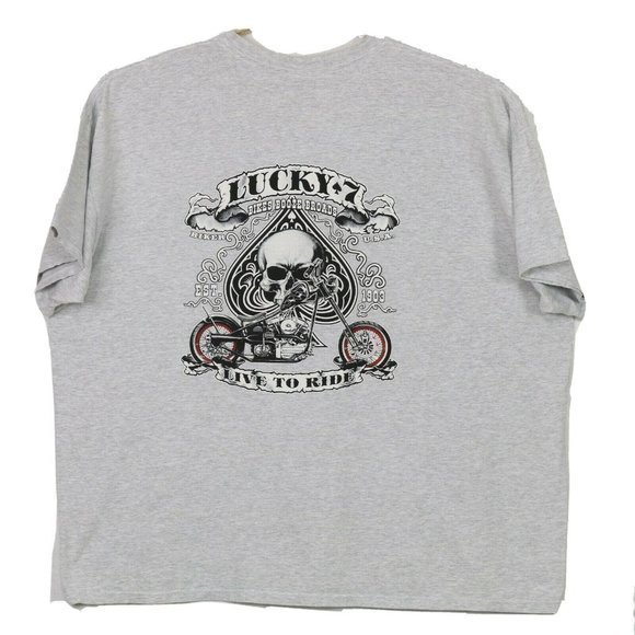 Lucky 7 Motorcycles Live To Ride T-Shirt‎ Gray 4XL - Picture 1 of 8